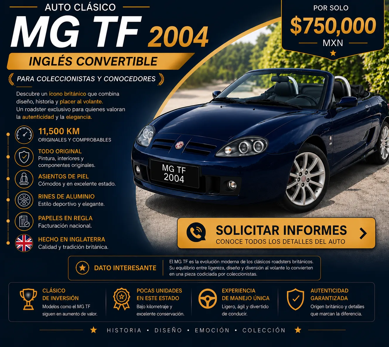 Promocional de venta de auto MG 2004