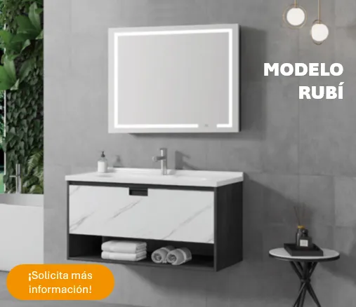 Gabinete de baño color gris claro con chocolate con espejo rectangular 