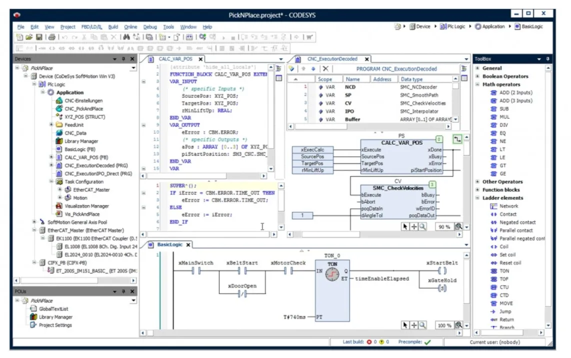 Pantalla que muestra CODESYS