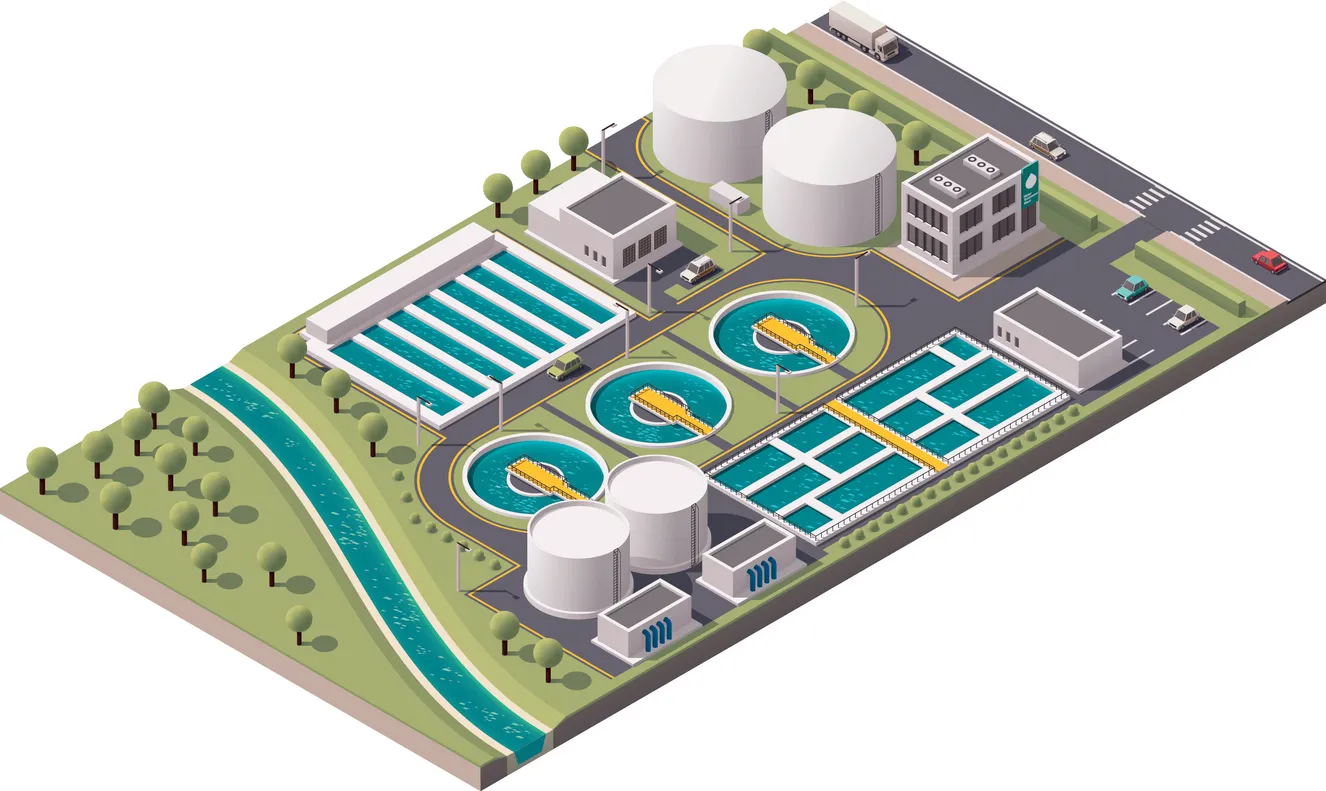 Partes de una planta de tratamiento de aguas residuales