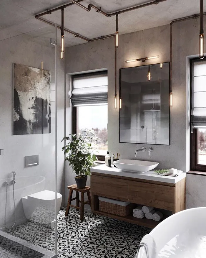 baños modernos de estilo industrial 