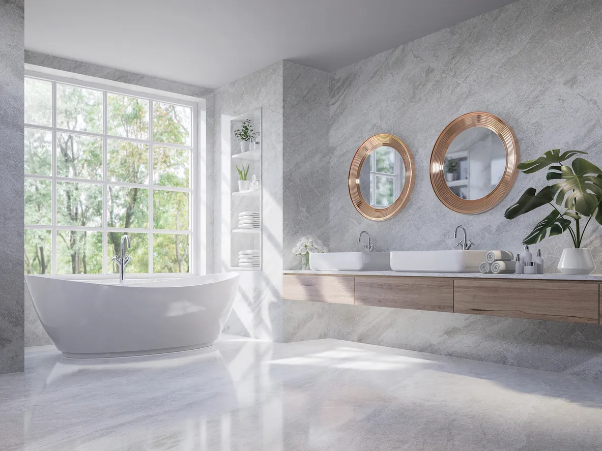 Baño grande moderno blanco 
