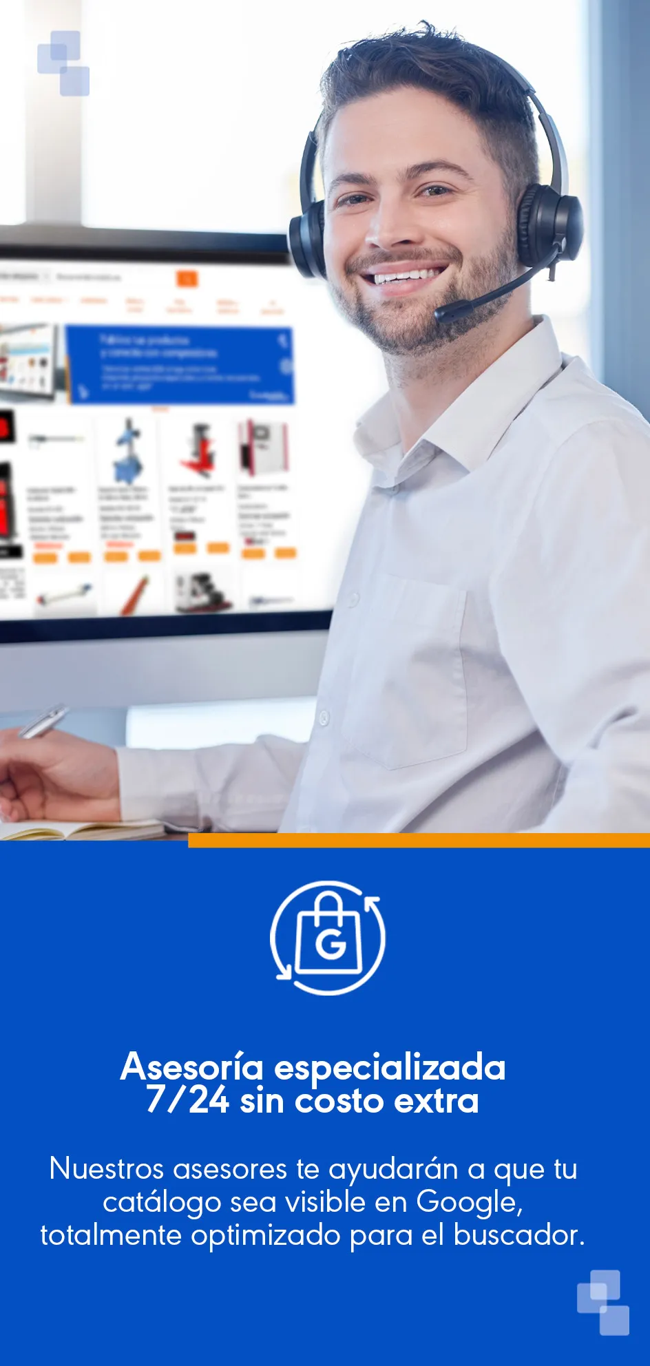 Personas de marketb2b atendiendo frente a su computadora