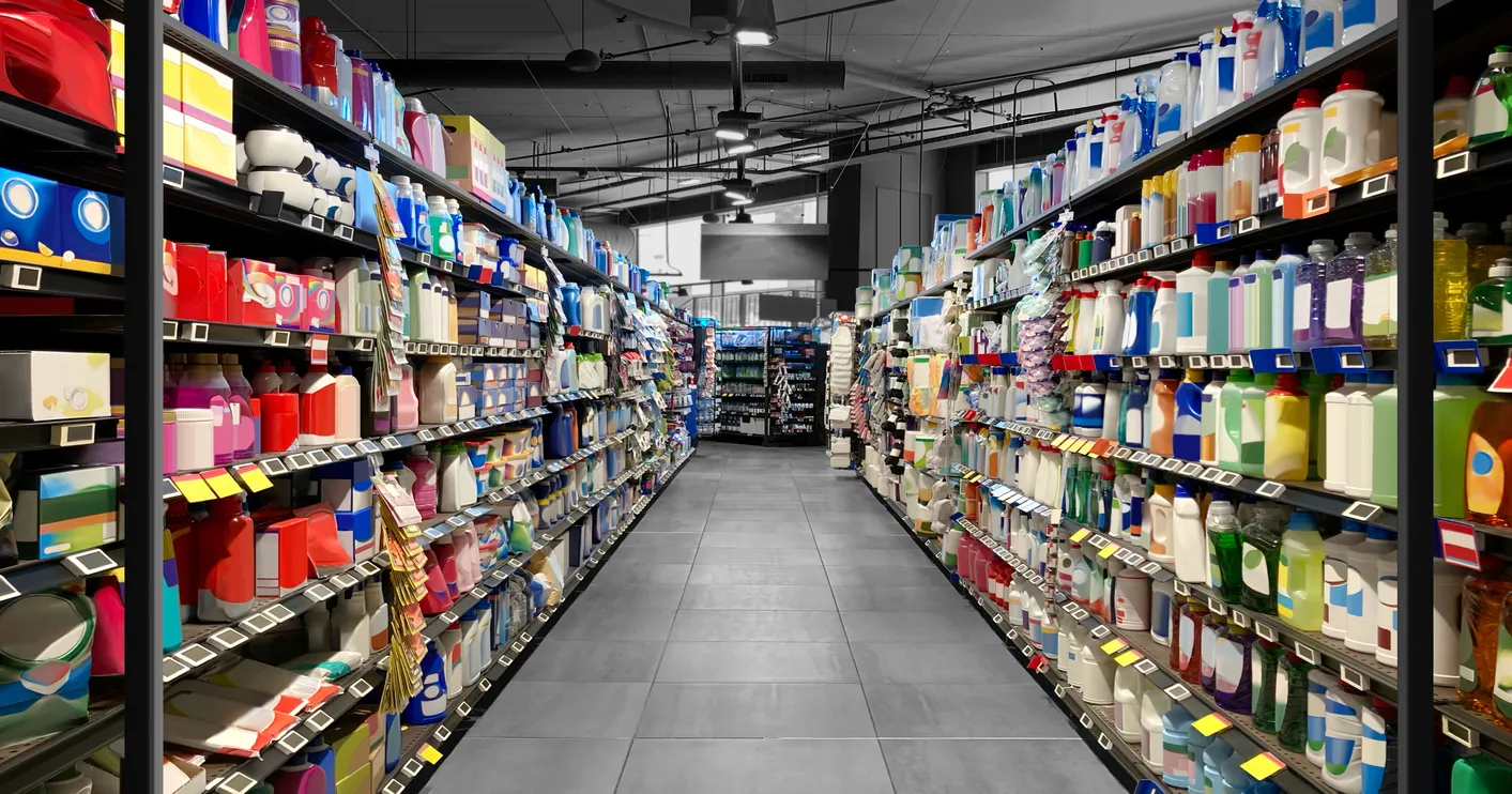 Pasillo de productos en tienda minorista. En todo negocio el calculo de costo de ventas se debe de realizar correctamente