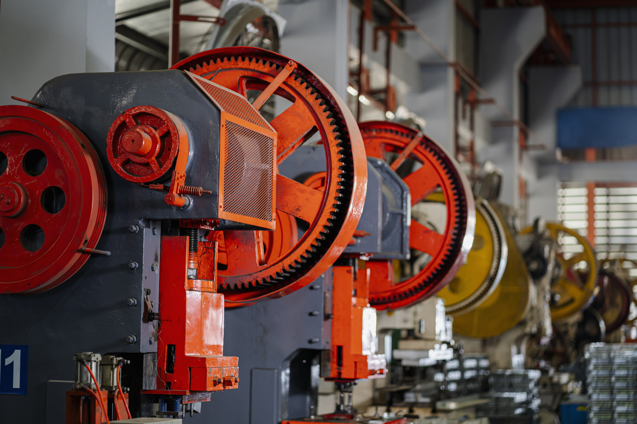 Imagen de fondo de la maquinaria de la línea de producción en la fábrica