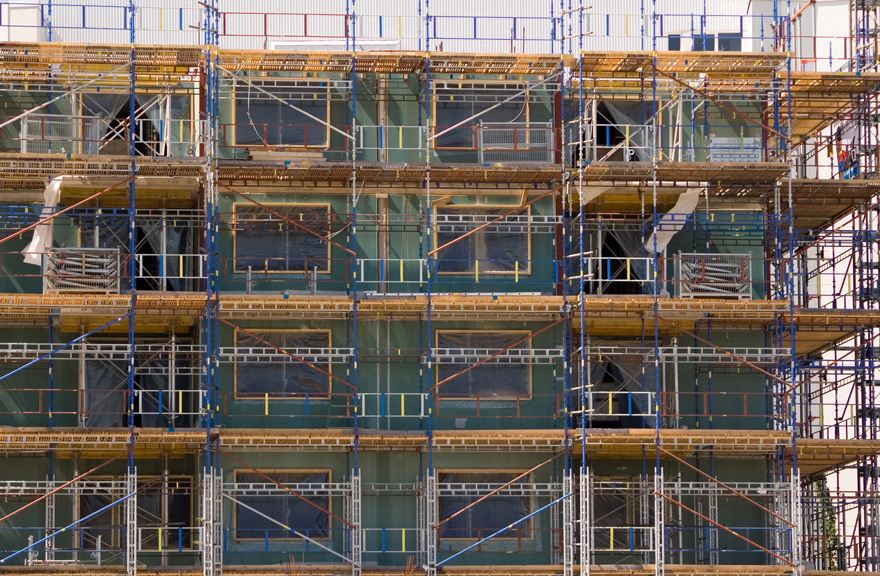 Stock de sitio de construcción de apartamentos