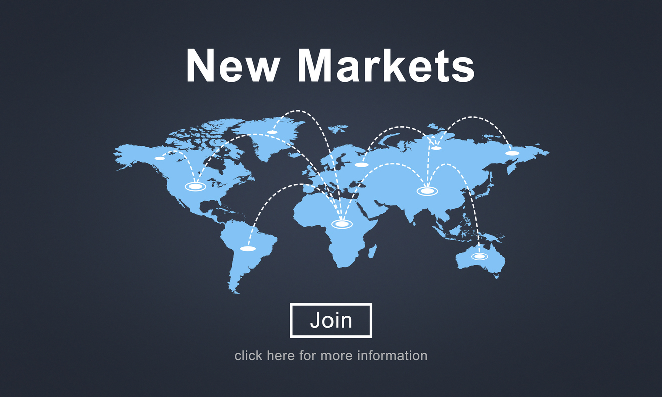 Ilustración de stock de concepto de marketing de negocios globales de venta de comercio de nuevos mercados