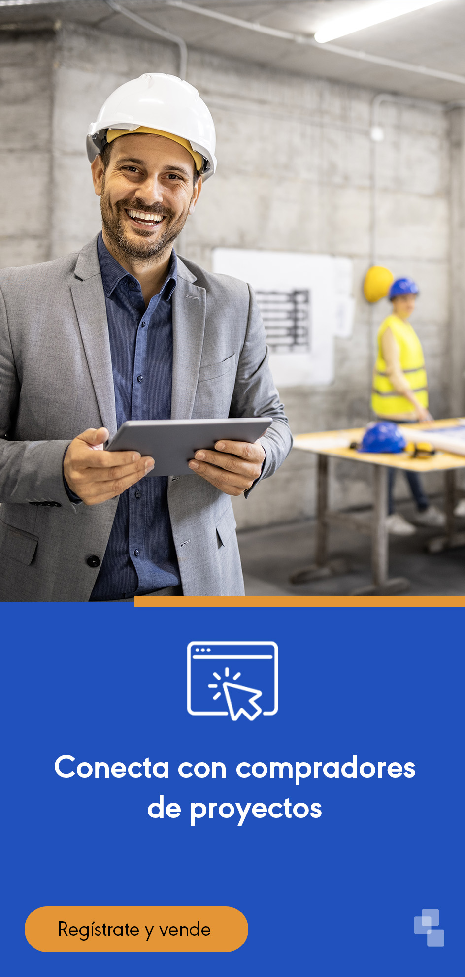 Ingeniero con casco de seguridad en obra en proceso