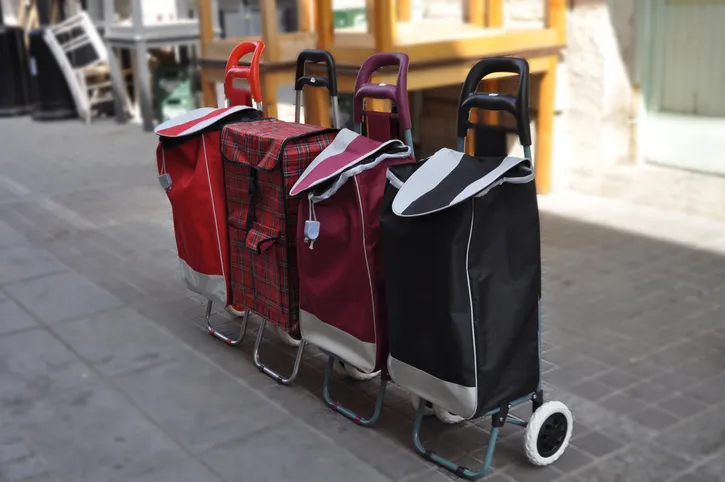 Varios carritos de mando de diversos colores