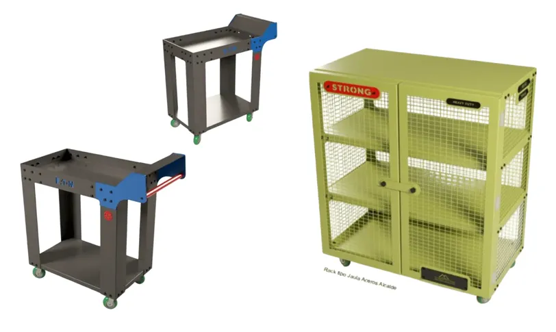 Carro auxiliar con ruedas para organizar, transportar y optimizar tareas de servicio profesional