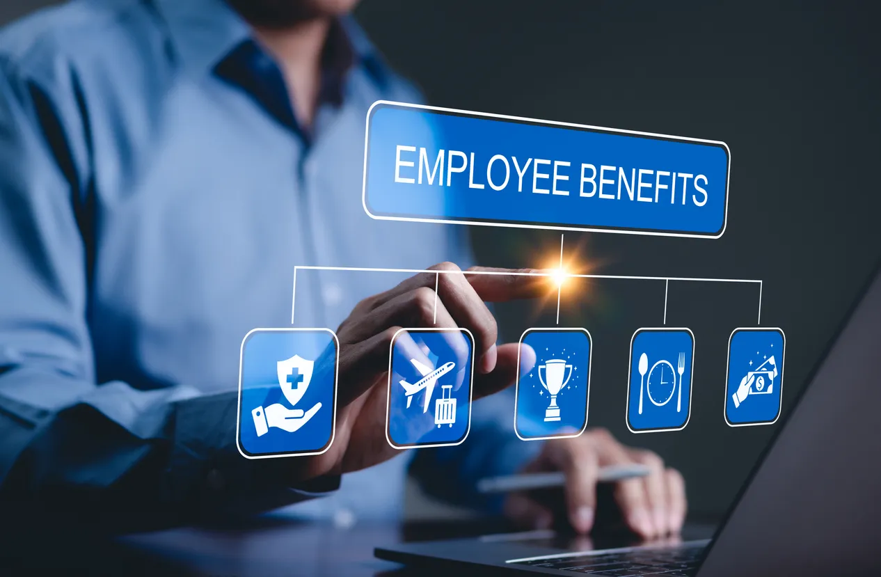 Concepto de estrategia de compensación y beneficios para empleados. Representación gráfica