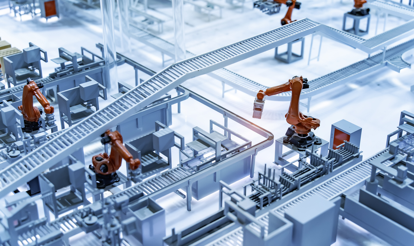 Model of Robotic and Automation system control application on automate robot arm stock photo