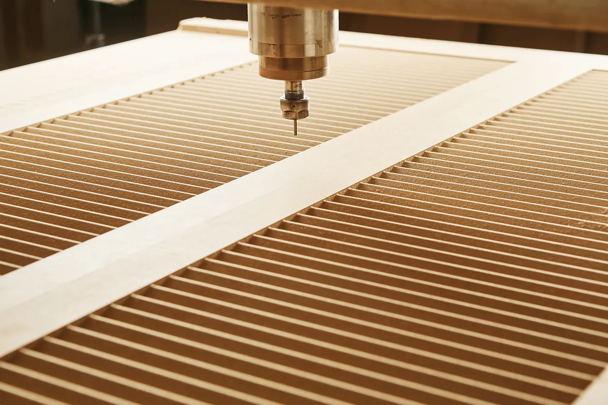 Máquina con control numérico por ordenador para cortar madera con varios bits de router
