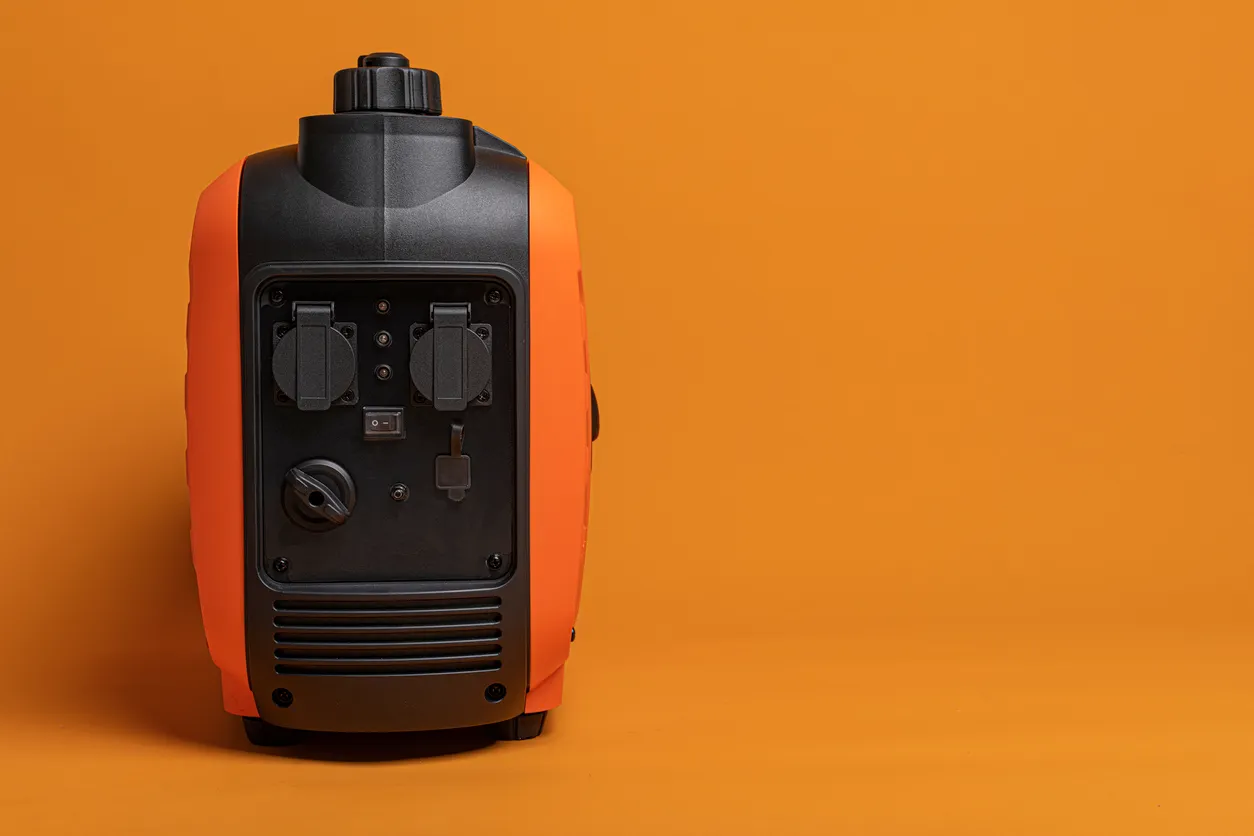 Primer plano del generador de gasolina inversor. 