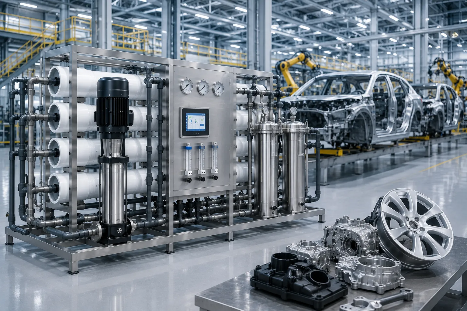 Reverse osmosis for automotive industry, high-purity process water and industrial water treatment.