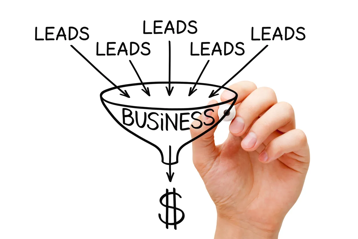 Concepto de embudo de ventas del negocio de generación de leads