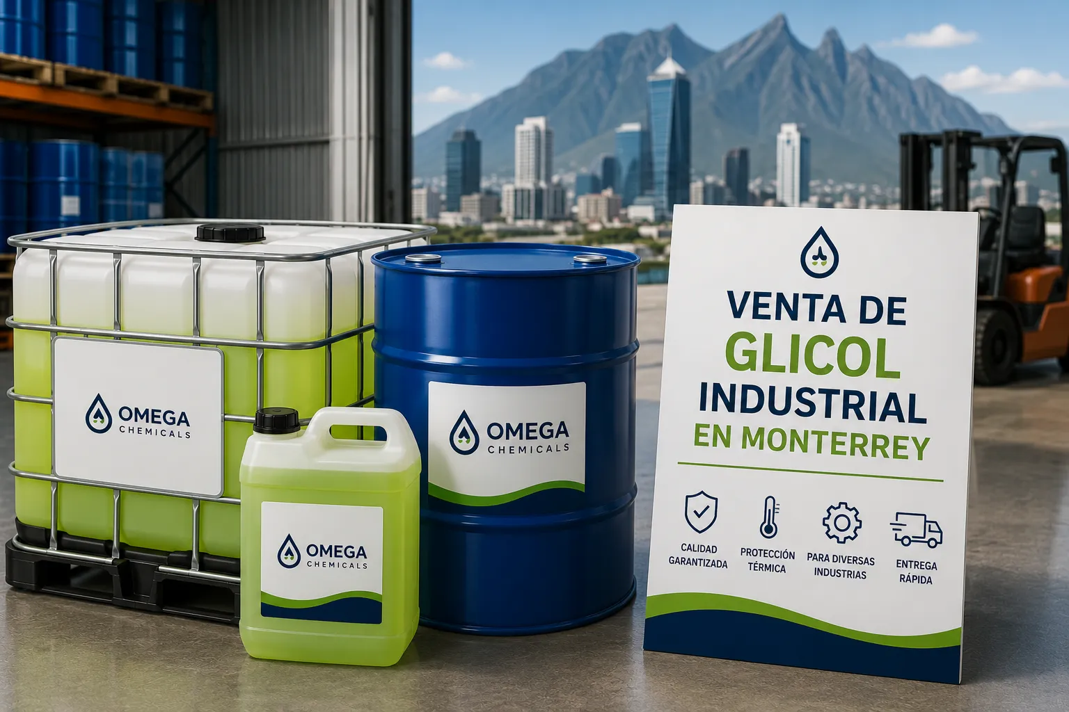 Venta de glicol industrial en Monterrey para sistemas de enfriamiento y aplicaciones industriales.