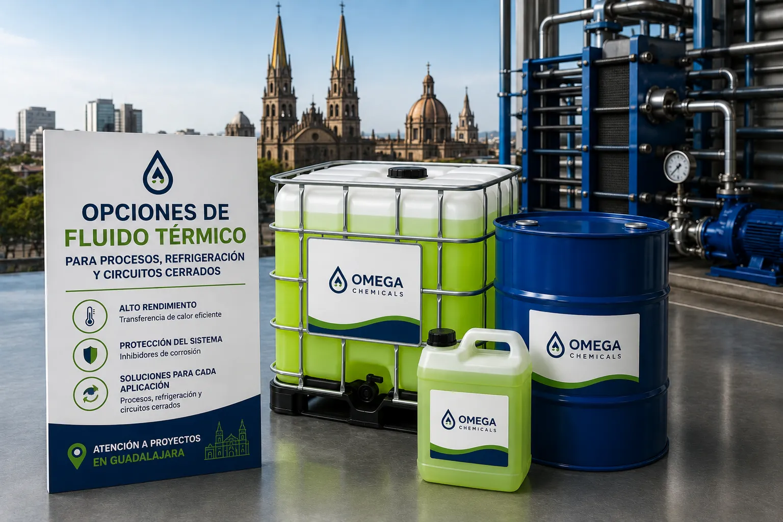 Opciones de fluido térmico para procesos, refrigeración y circuitos cerrados en Guadalajara.