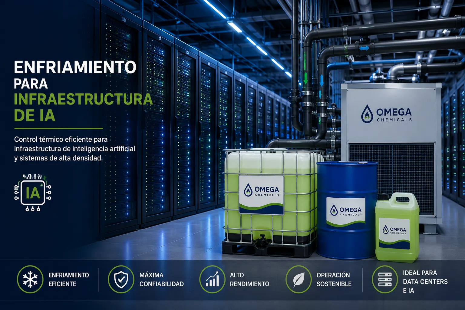 Enfriamiento para infraestructura de IA y sistemas de alta densidad con control térmico eficiente.