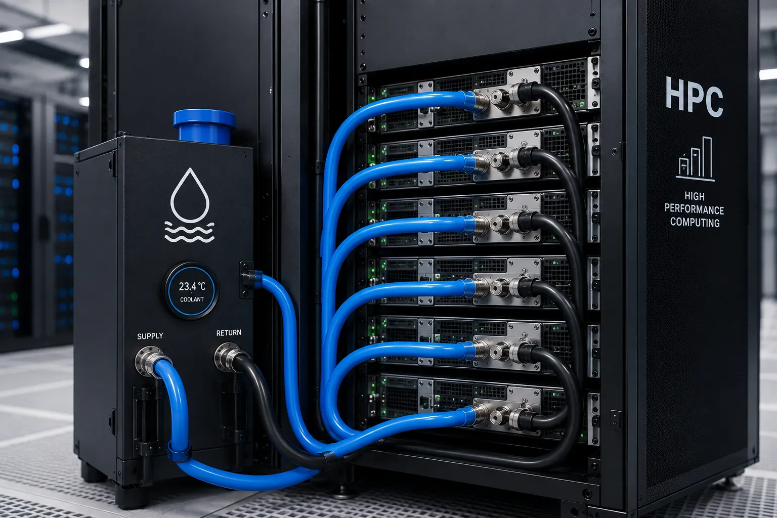 Refrigeración líquida para HPC y sistemas de cómputo de alto rendimiento con alta densidad térmica.