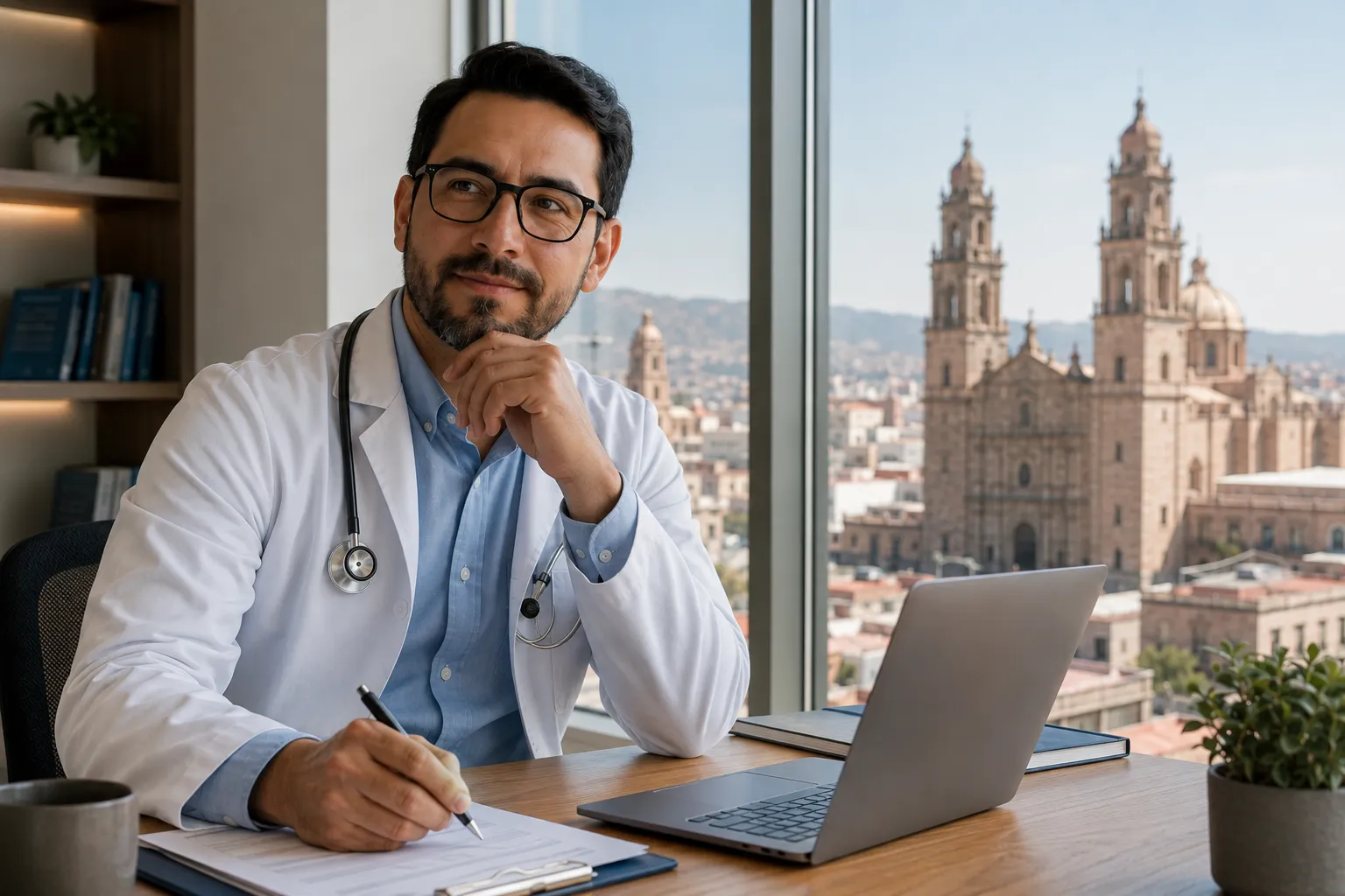 Oficina médica con vista a la ciudad