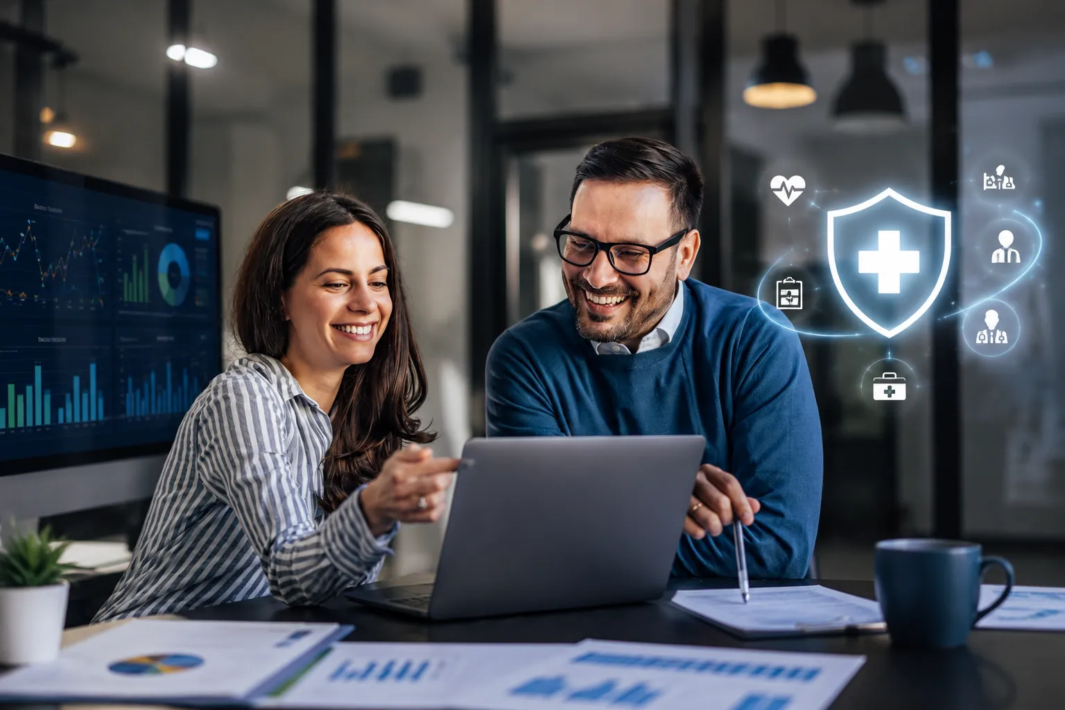 dos jovenes manejando su empresa de e-commerce