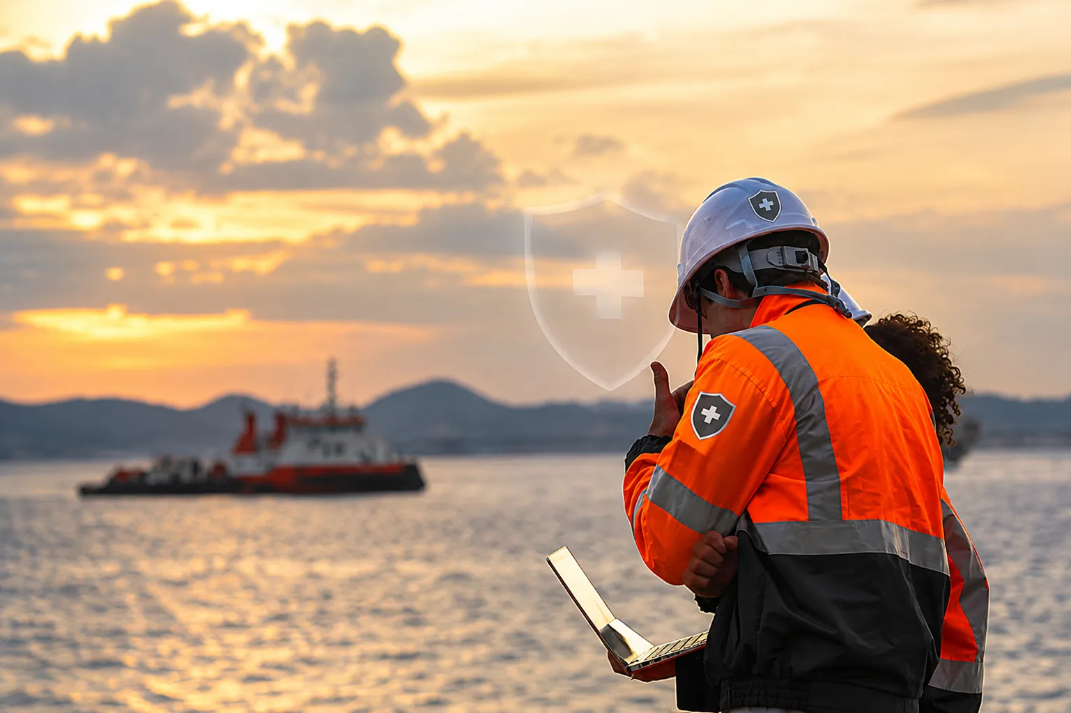 Atardecer en el puerto industrial