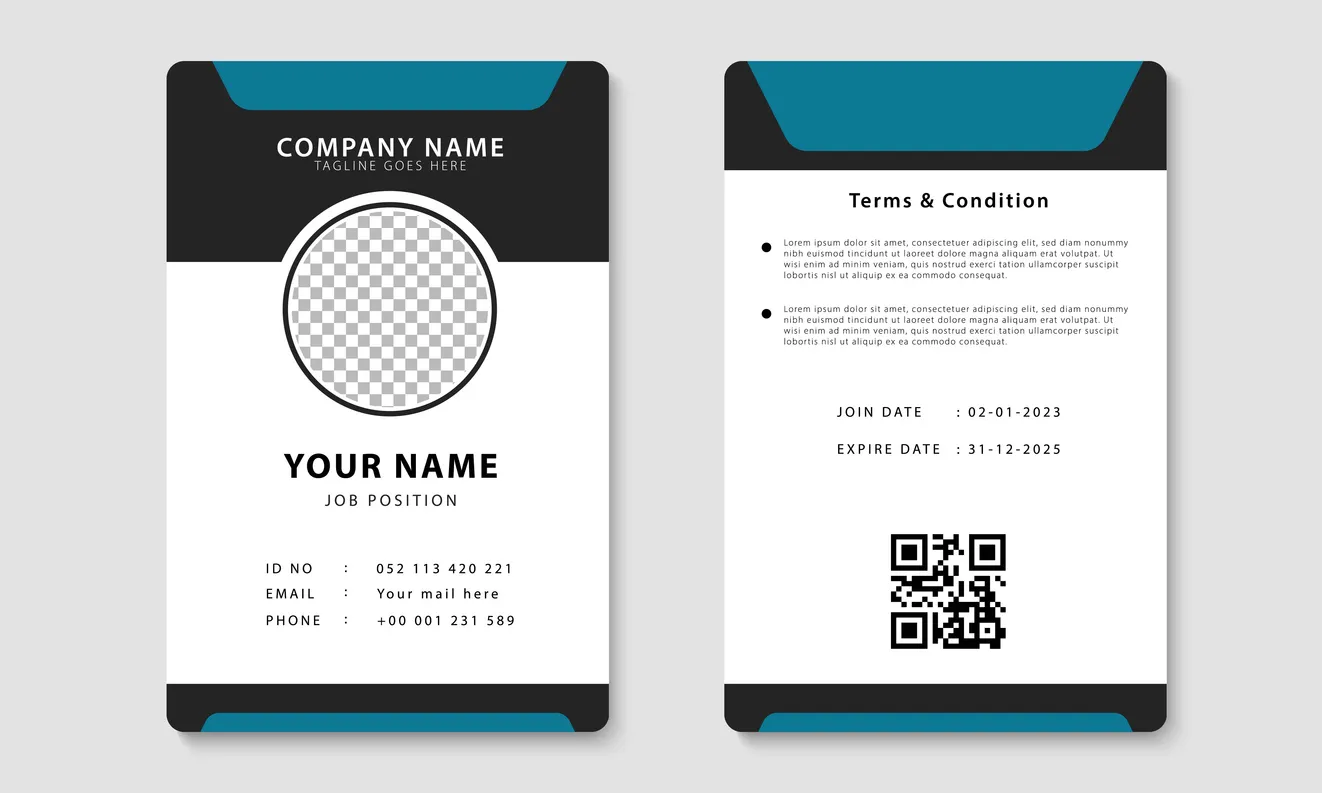 Plantilla moderna de diseño de tarjeta de identidad corporativa. Diseño de la tarjeta de identificación del empleado de la em