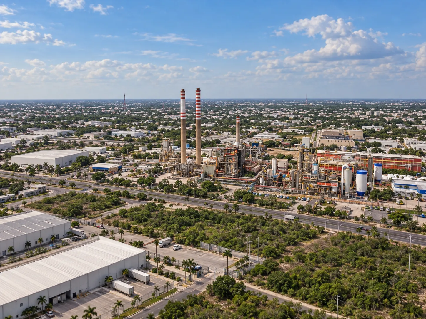 Panorama Aéreo de Complejo Industrial