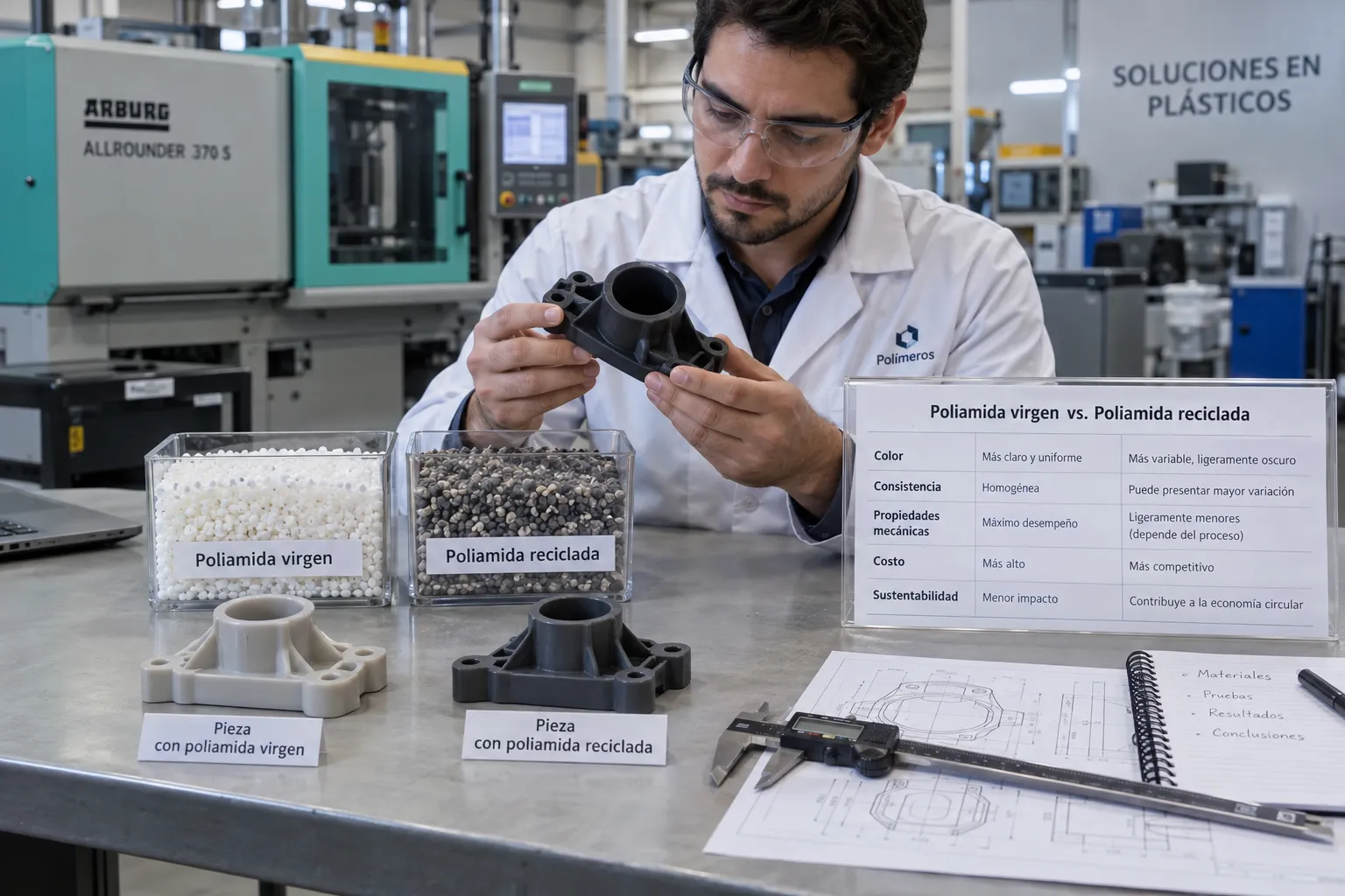 Inspección de piezas de poliamida industrial