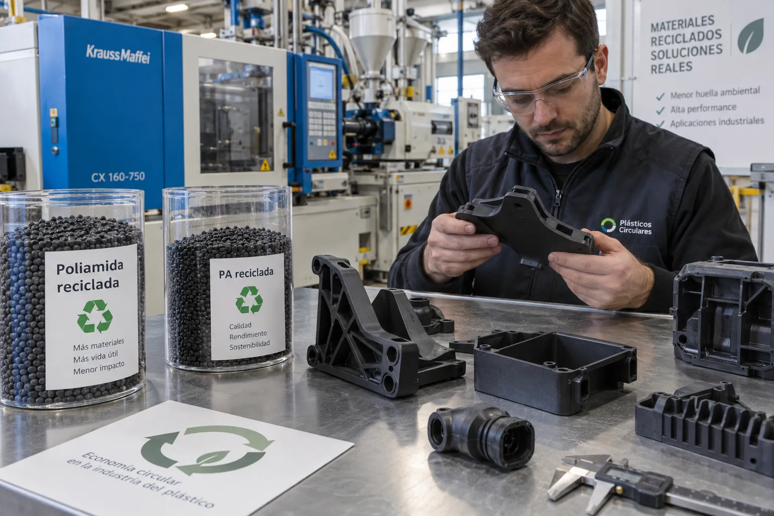 Inspección de plásticos reciclados en fábrica