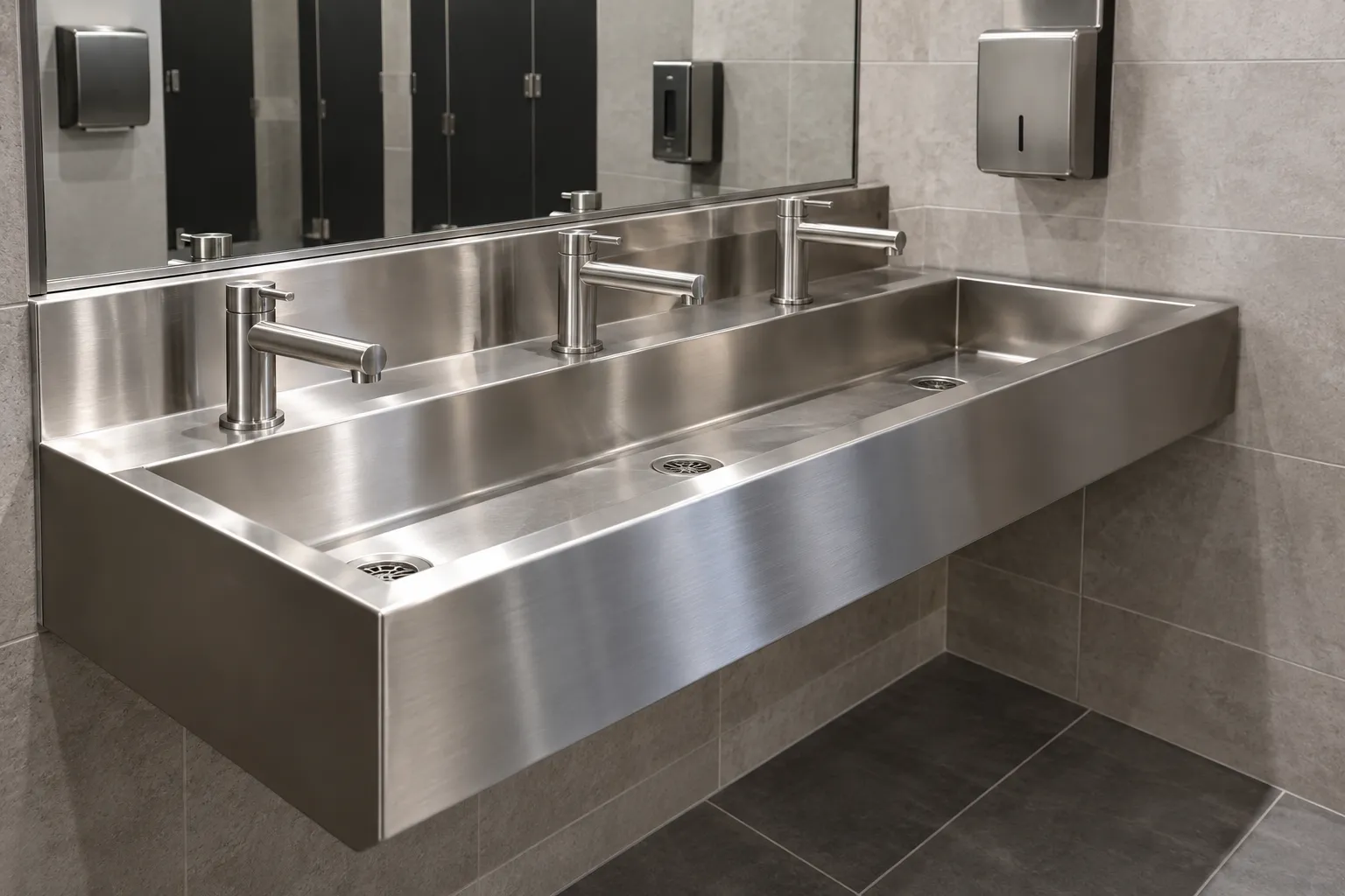 Lavabos de acero en baño moderno