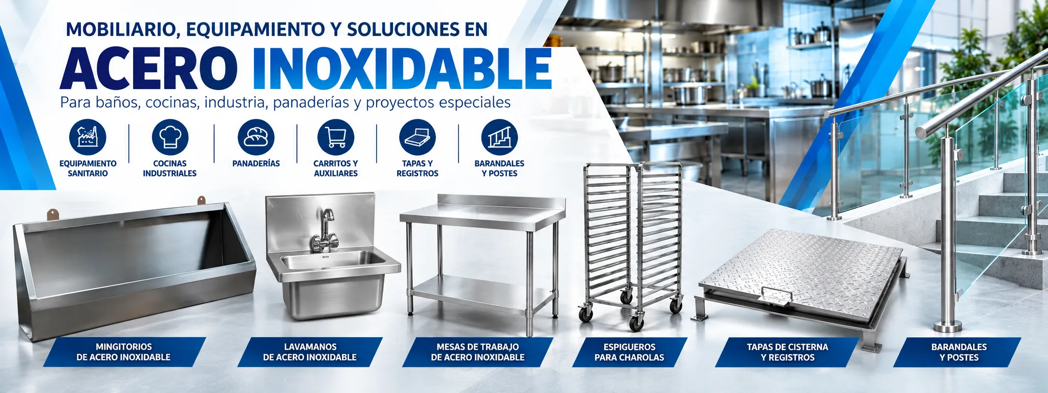 banner para promocionar productos de acero inoxidable