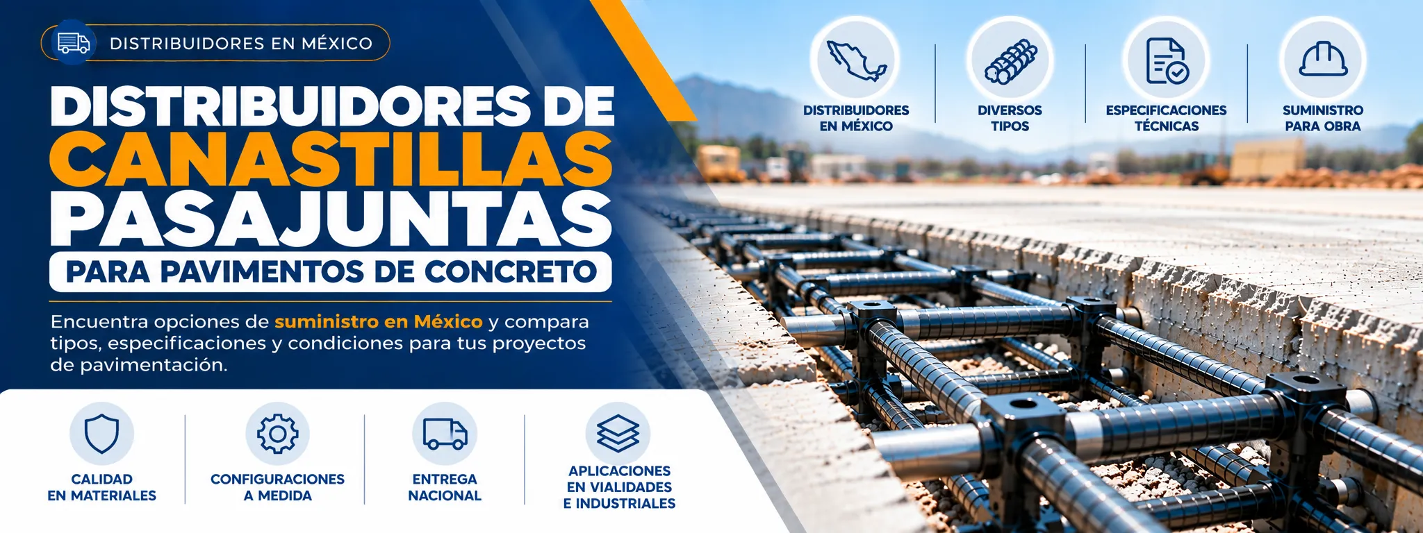 Banner que muestra la colocación de castillas pasajuntas en un pavimiento