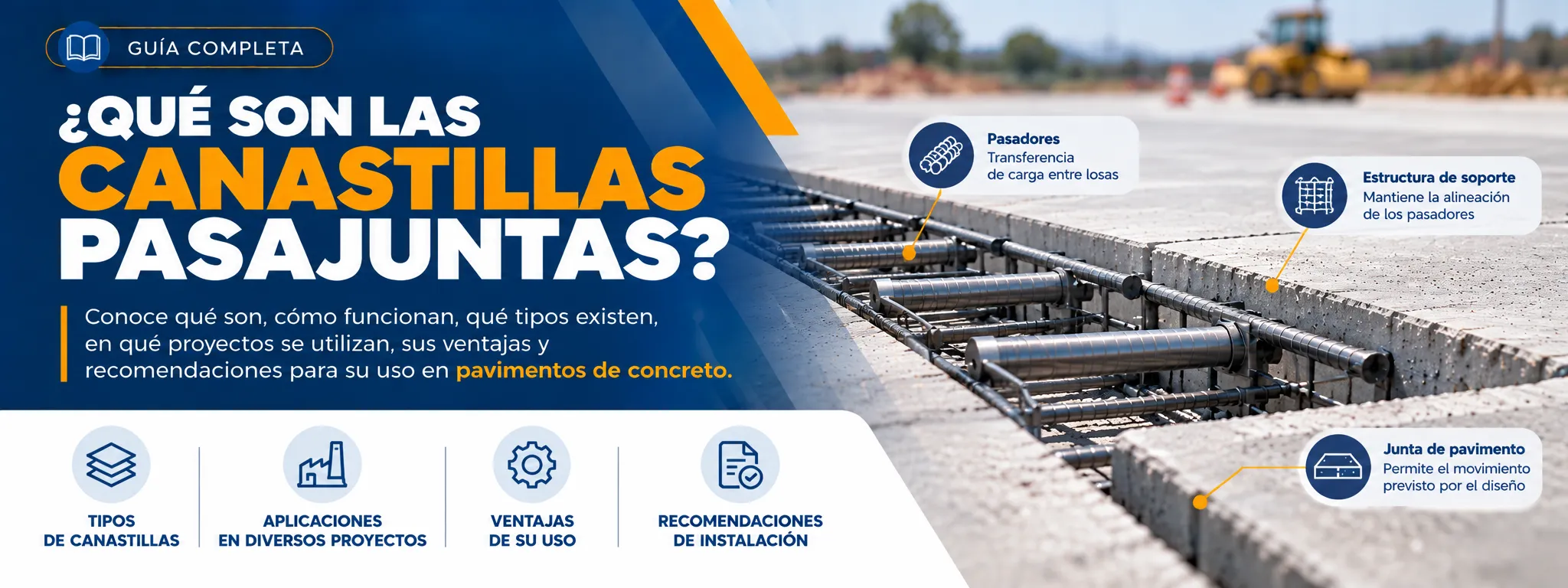 canastilla pasajuntas es la base de un pavimento, se muestra una sección 