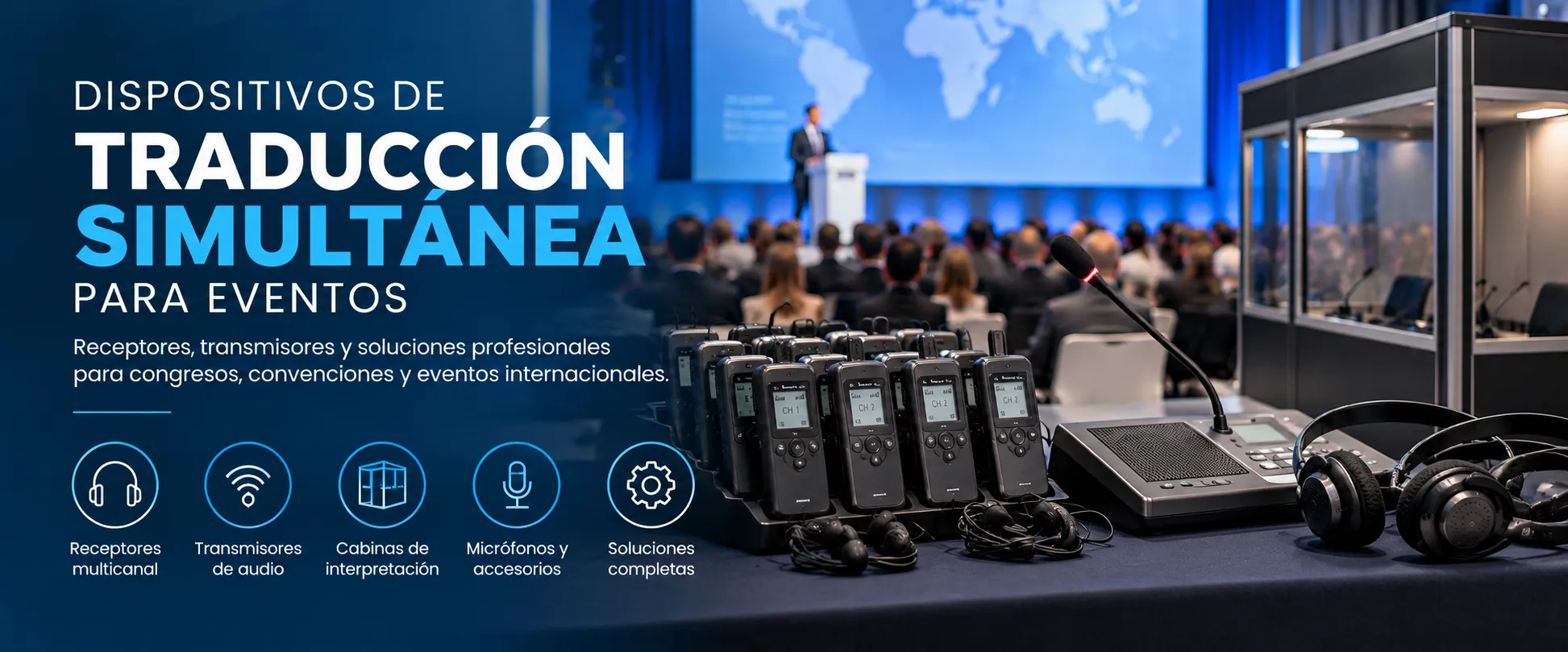 gran cantidad de Dispositivos de Traducción en evento 