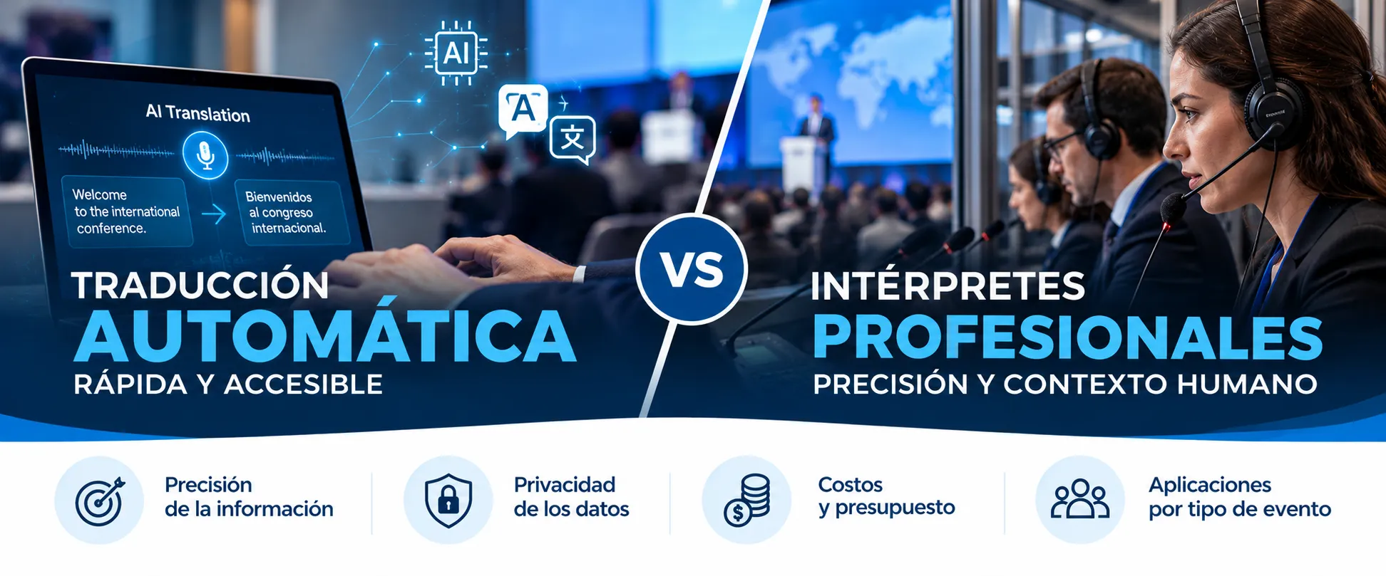 imagen que compara la traducción automática vs interpretes profesionales
