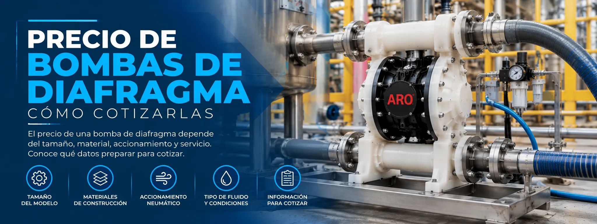 bomba de diafragma instalada en industria