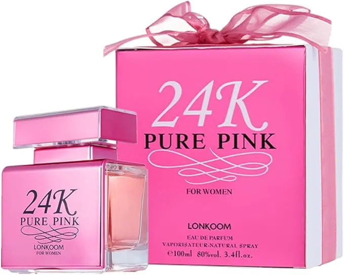 Perfume Mujer 24K Pure Pink Lonkoom – Fragancia Floral Afrutada, Larga ...