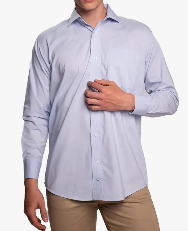 AIRMAN Camisa Micro Oxford Caballero Manga Larga 100% Algodón en color azul francia, usada por joven