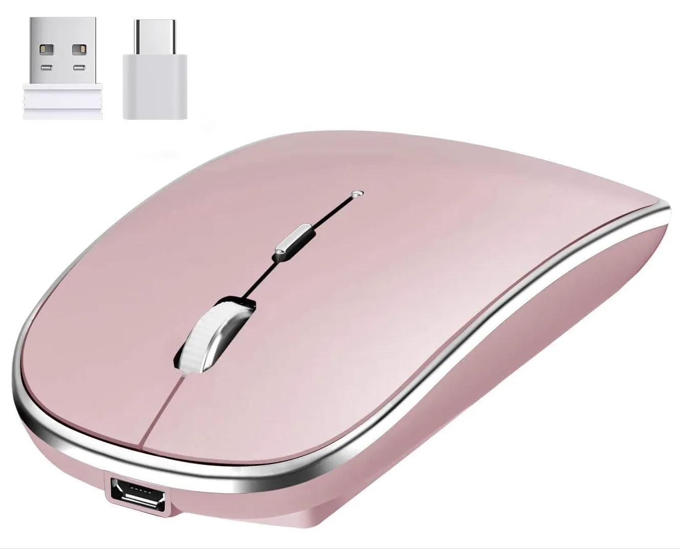 Venta al Mayoreo de Mouse Inalámbrico Recargable con Doble Receptor USB y Type-C