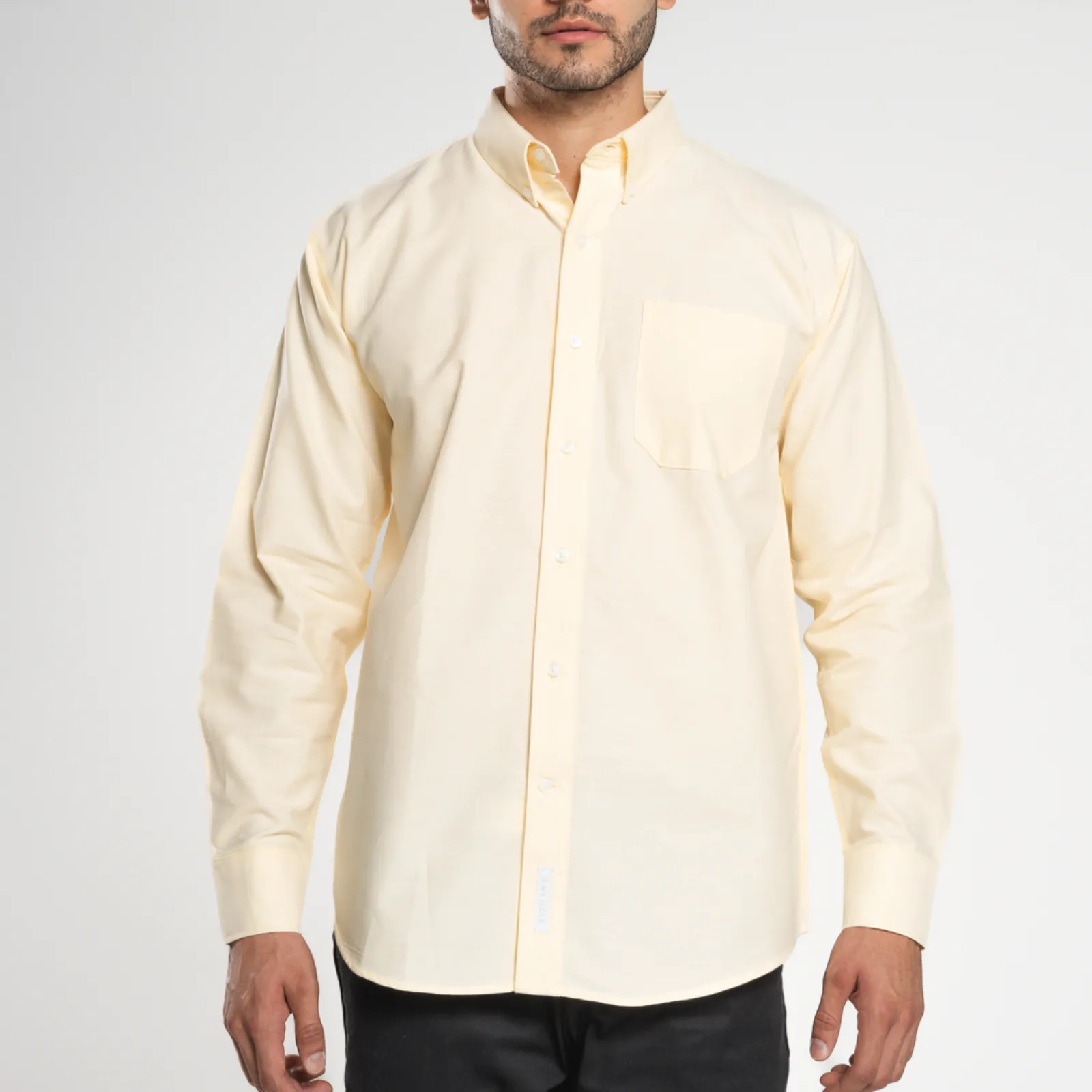 Camisa AirMan Oxford Caballero Manga Larga al Mayoreo vista frontal 