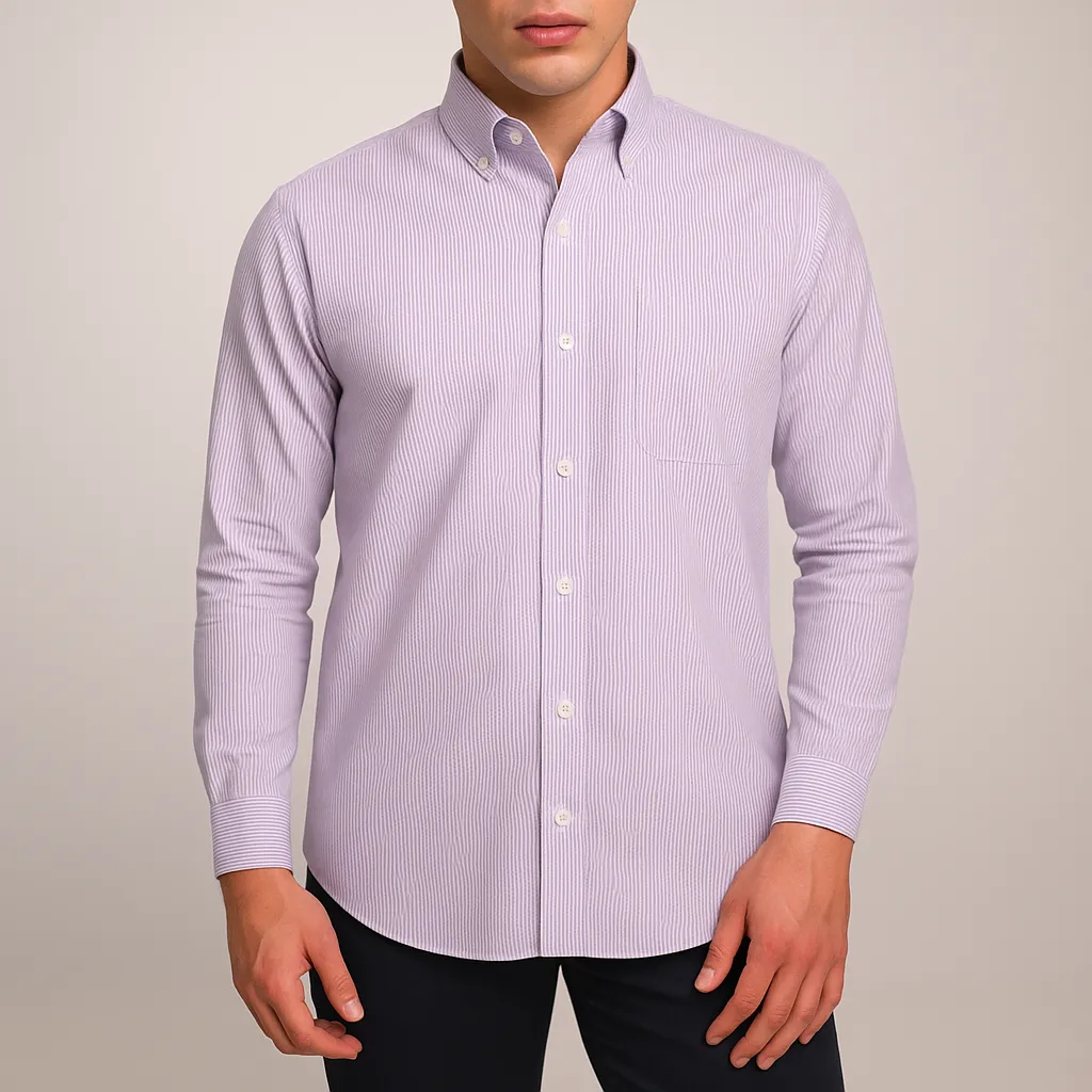 CAMISA AirMan Micro Raya Caballero Manga Larga al Mayoreo vista frontal 
