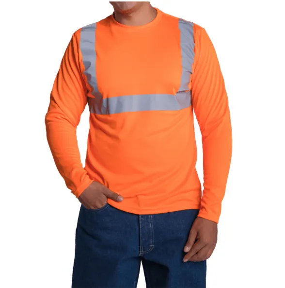 CUELLO REDONDO UNILINE HI VIS CABALLERO MANGA LARGA NARANJA NEON