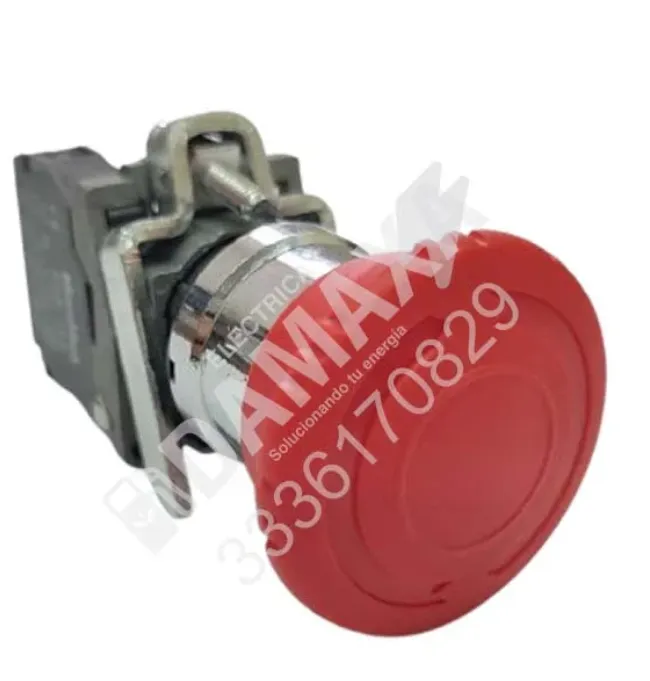 Botón hongo de 1/2 giro rojo para señalización y control industrial