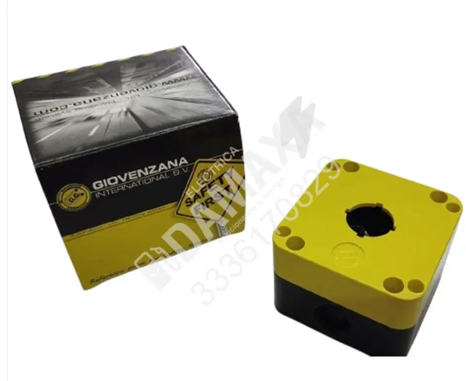 Botonera plástica amarilla PQ01K para pulsadores industriales de 22 mm