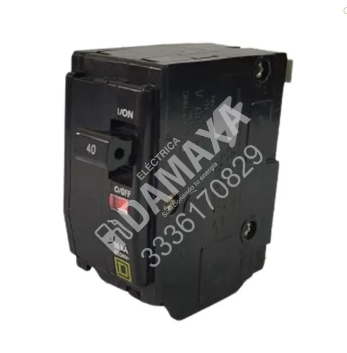 Pastilla Square D 2 polos 40A enchufable para centros de carga y tableros residenciales