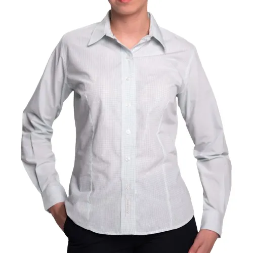 Blusa AirMan Micro Cuadro Verde para Dama – Manga Larga | Venta al Mayoreo
