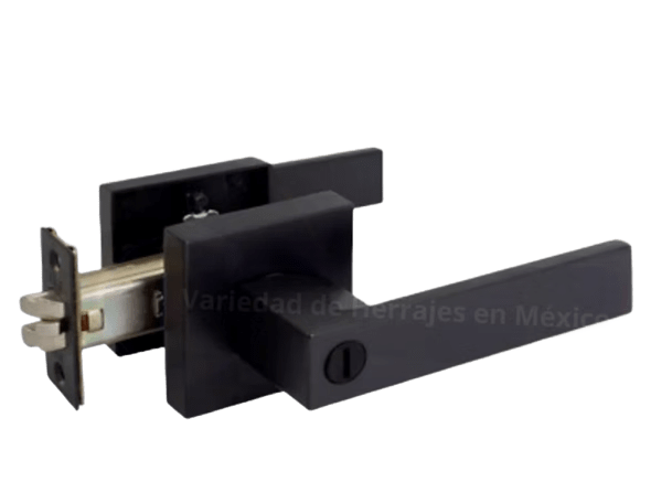 Manija para puerta de recámara y baño Silverstone WC negro aluminio