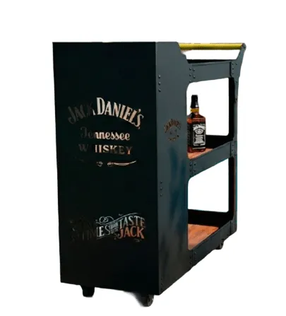 Carrito de servicio de metal calibre 14 de tres niveles